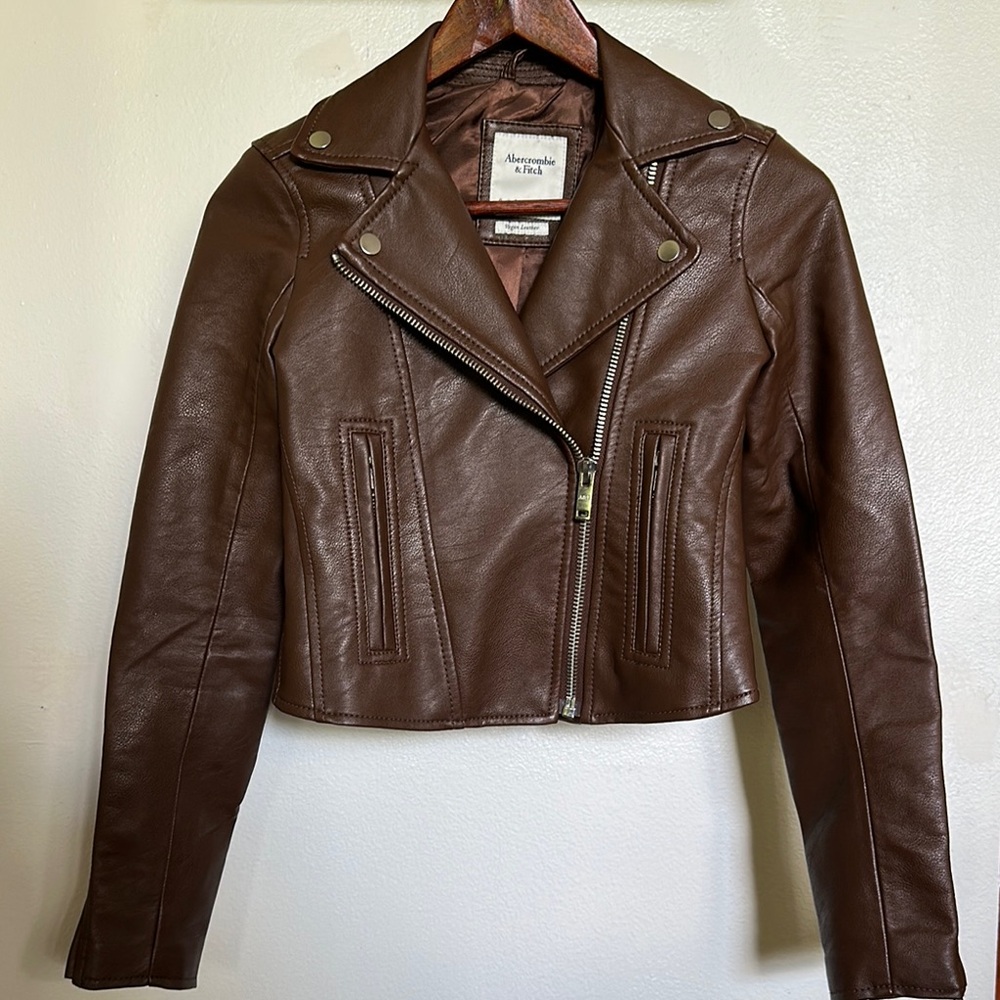 Abercrombie & Fitch Brown Leather Moto Jacket